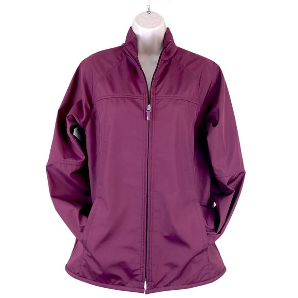 Lizgolf Maroon Jacket Zip Front Side Pockets Lightweight - Picture 16 of 16